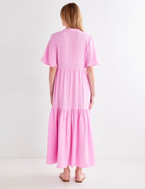 Zest Cotton Textured Maxi Dress, Violet - Dresses