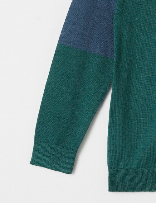 North South Merino Hoodie Colour Blocked, Pine product photo View 03 L