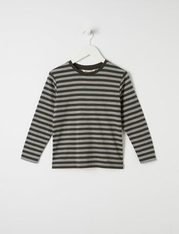 North South Merino Long Sleeve Top Stripe, Olive product photo