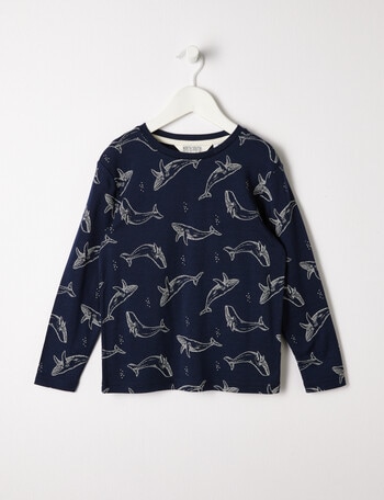 North South Merino Whale Long Sleeve Top, Navy product photo