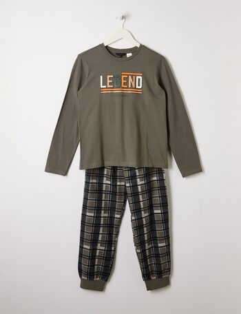 Sleep Squad Legends Check Knit Flan PJ Top, Charcoal product photo