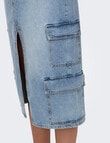 ONLY Posey High Waisted Midi Cargo Denim Skirt, Light Blue product photo View 03 S