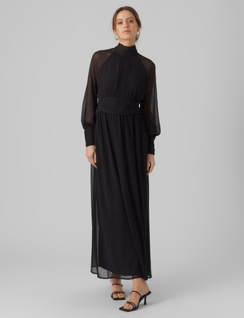 Vero Moda Gaila Long Sleeve V-Neck Maxi Dress, Black product photo
