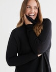 North South Merino Drop Shoulder Roll Neck Jumper, Black product photo