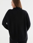 North South Merino Drop Shoulder Roll Neck Jumper, Black product photo View 02 S