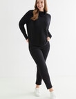 North South Merino Drop Shoulder Roll Neck Jumper, Black product photo View 03 S