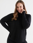 North South Merino Drop Shoulder Roll Neck Jumper, Black product photo View 04 S