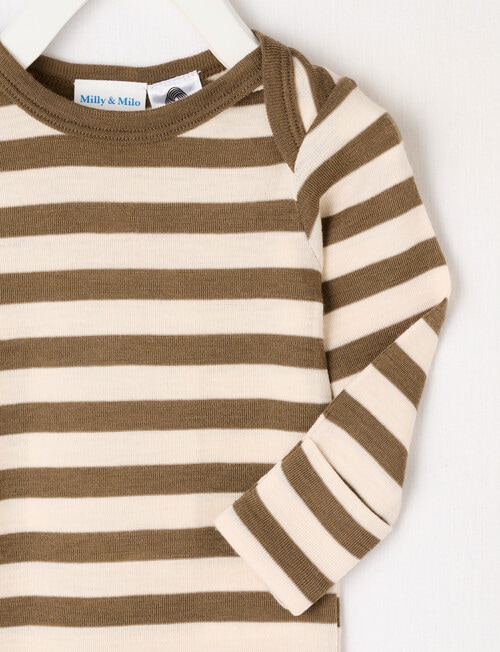 Milly & Milo Stripe Long-Sleeve Bodysuit, Cocoa product photo View 02 L