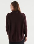 North South Merino Drop Shoulder Roll Neck Jumper, Raisin product photo View 02 S