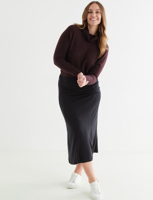 North South Merino Drop Shoulder Roll Neck Jumper, Raisin product photo View 03 L