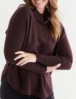 North South Merino Drop Shoulder Roll Neck Jumper, Raisin product photo View 04 S