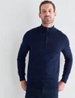 North South Merino Quarter Zip Jumper, Navy product photo View 05 S