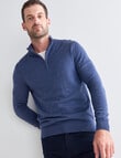 North South Merino Quarter Zip Jumper, Denim Marle product photo