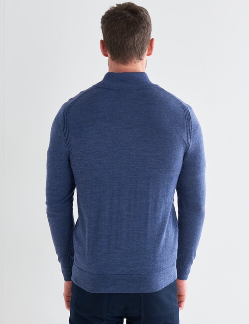 North South Merino Quarter Zip Jumper, Denim Marle product photo View 02 L