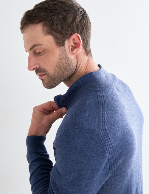 North South Merino Quarter Zip Jumper, Denim Marle product photo View 05 L