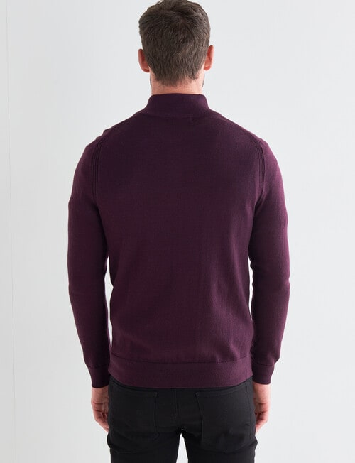 North South Merino Quarter Zip Jumper, Plum product photo View 02 L