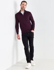 North South Merino Quarter Zip Jumper, Plum product photo View 03 S