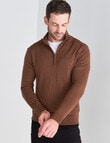 North South Merino Quarter Zip Jumper, Tan product photo