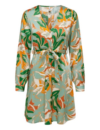 ONLY Palam Long Sleeve V-Neck Dress, Tangerine product photo