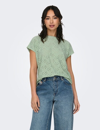 ONLY Smilla Short Sleeve Top, Frosty Green product photo