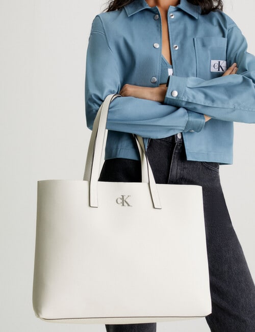 Calvin Klein Minimal Monogram Slim Tote Bag, Stone product photo View 04 L