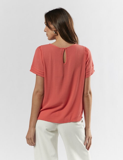 Vero Moda Menny Short Sleeve Lace Top, Cayenne product photo View 02 L