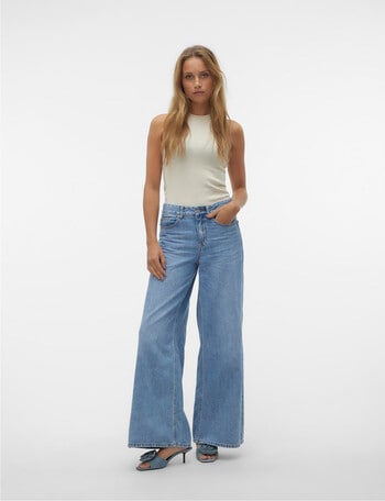 Vero Moda Annet Wide Leg Denim Jean, Medium Blue product photo