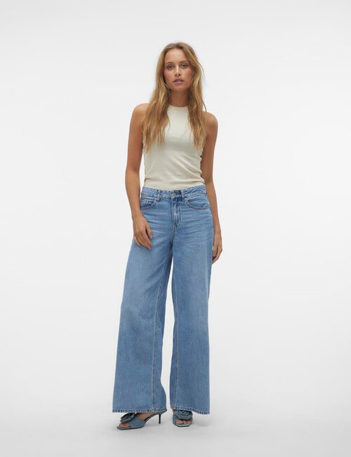 Vero Moda Annet Wide Leg Denim Jean, Medium Blue product photo View 05 L