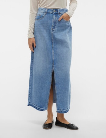 Vero Moda Zayla Long Denim Skirt, Medium Blue product photo