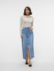 Vero Moda Zayla Long Denim Skirt, Medium Blue product photo View 03 S