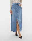 Vero Moda Zayla Long Denim Skirt, Medium Blue product photo View 05 S