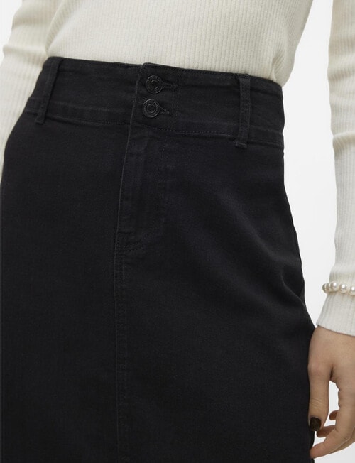 Vero Moda Peyton 7/8 Denim Skirt, Black product photo View 04 L