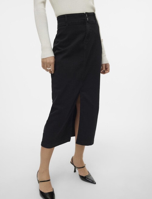 Vero Moda Peyton 7/8 Denim Skirt, Black product photo View 05 L