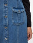 Vero Moda Eden Calf Length Denim Vest, Medium Blue product photo View 05 S