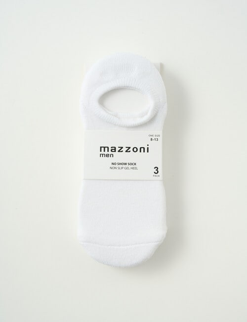 Mazzoni No Show Socks, 3-Pack, White product photo View 02 L