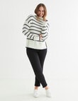 North South Merino Stripe Textured Roll Neck Jumper, Ivory & Navy product photo View 03 S