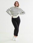 North South Merino Stripe Textured Roll Neck Jumper, Ivory & Navy product photo View 05 S