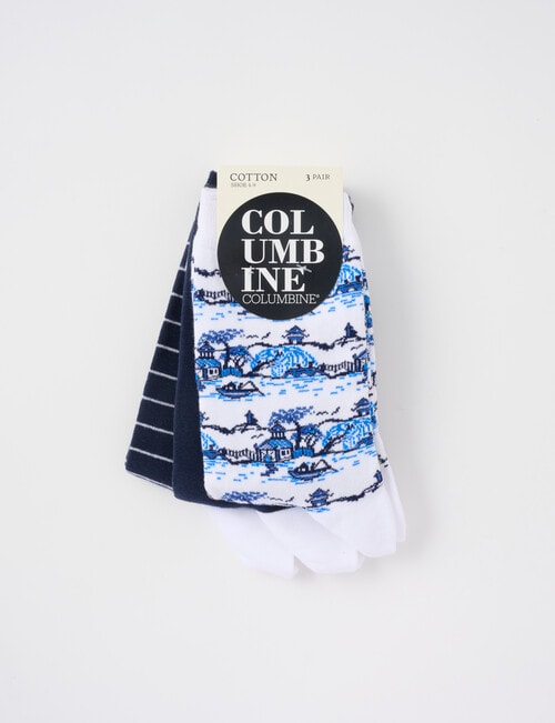 Columbine Cotton Crew Sock, 3-Pack, Japanese Village product photo View 02 L