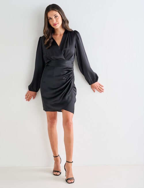 Harlow Tie Waist Mini Dress, Black product photo View 03 L