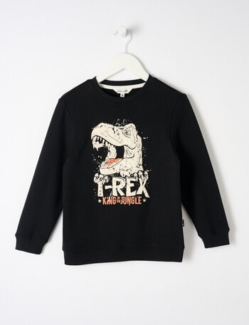 Mac & Ellie T-Rex Crew Sweatshirt, Black product photo