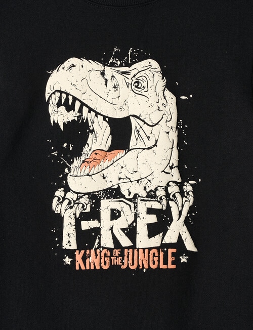 Mac & Ellie T-Rex Crew Sweatshirt, Black product photo View 02 L