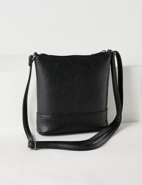 Pronta Moda Lucy Zip Crossbody Bag, Black - Handbags