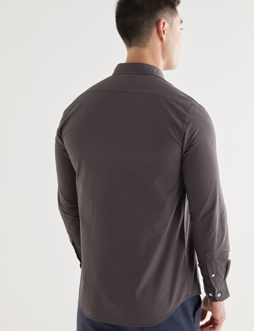 L+L Oxford Garment Dyed Washed Long Sleeve Shirt, Black product photo View 02 L