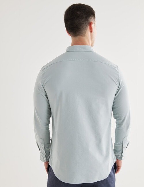 L+L Oxford Garment Dyed Washed Long Sleeve Shirt, Mint product photo View 02 L
