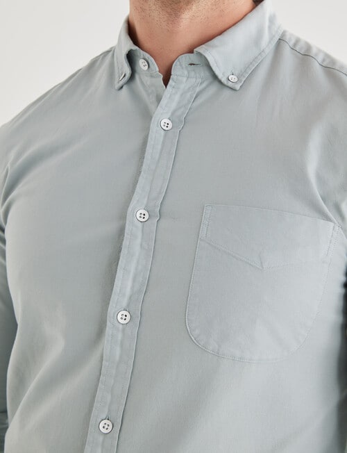 L+L Oxford Garment Dyed Washed Long Sleeve Shirt, Mint product photo View 04 L