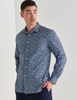 L+L Grace Floral Printed Stretch Shirt, Navy product photo