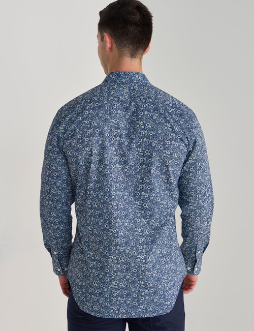 L+L Grace Floral Printed Stretch Shirt, Navy product photo View 02 L