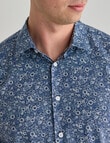 L+L Grace Floral Printed Stretch Shirt, Navy product photo View 04 S