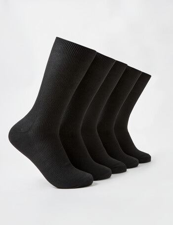 Mazzoni Cotton Rich Rib Dress Sock, 5-Pack, Black product photo