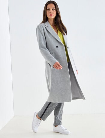 Whistle Long Sleeve Crombie Coat, Silver Marle product photo